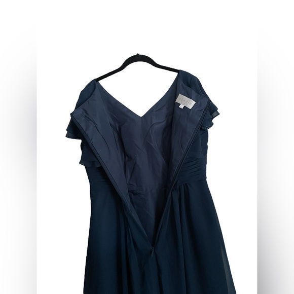 AZAZIE HADLEY A-Line Pleated Chiffon Knee-Length Dress Dark Navy custom size - Picture 11 of 15